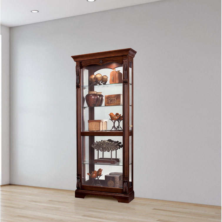 Bernadette Traditional Lighted Brown Curio Cabinet