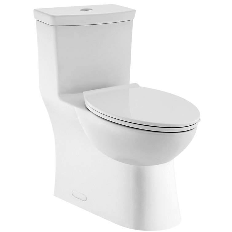 Glossy White Elongated Dual Flush One-Piece Toilet