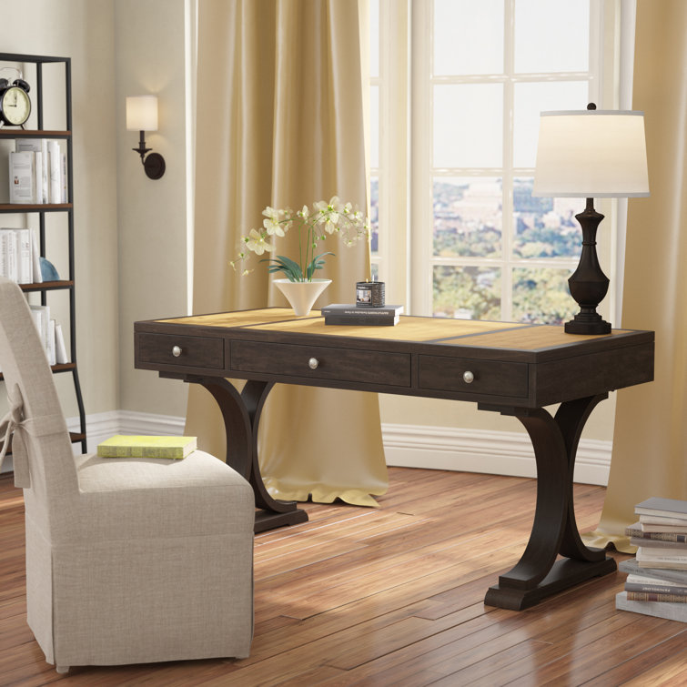 Gray Maple Veneer Writing Desk with Drawers