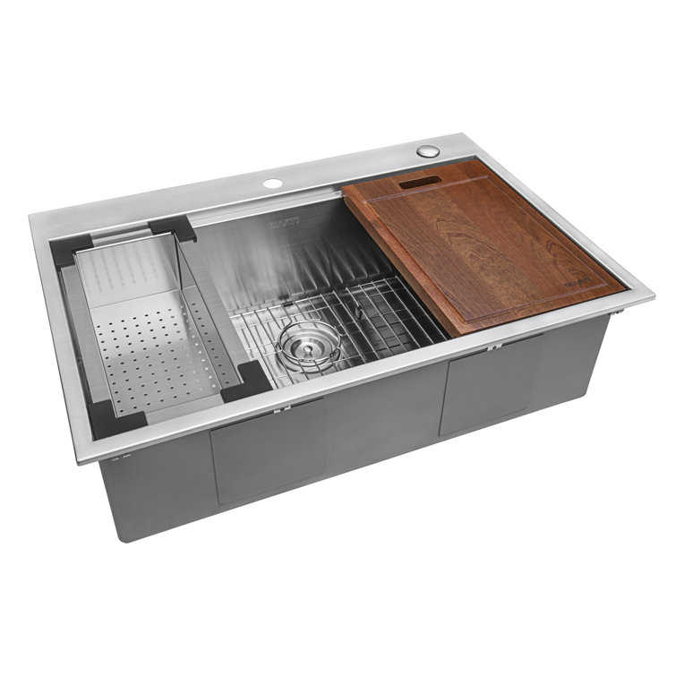 Ruvati 34" Stainless Steel Single Bowl Workstation Kitchen Sink