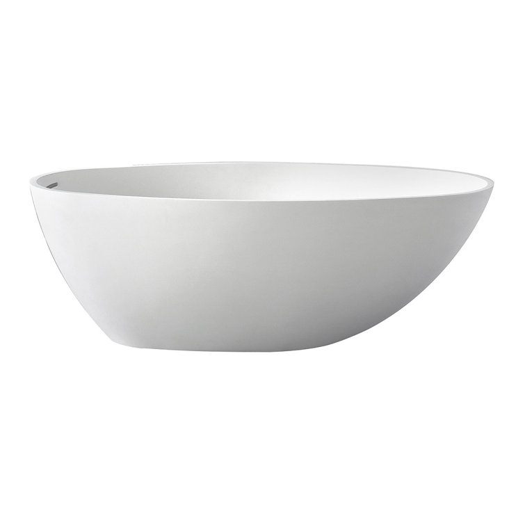 Matte White Solid Surface Freestanding Egg Shaped Tub