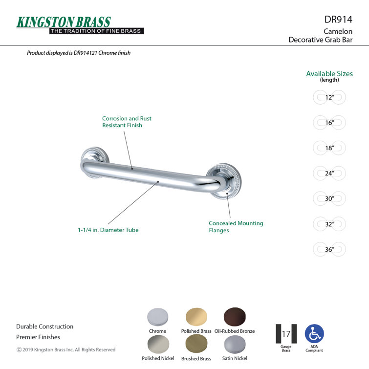 Camelon 16-Inch Oil Rubbed Bronze Stainless Steel Grab Bar