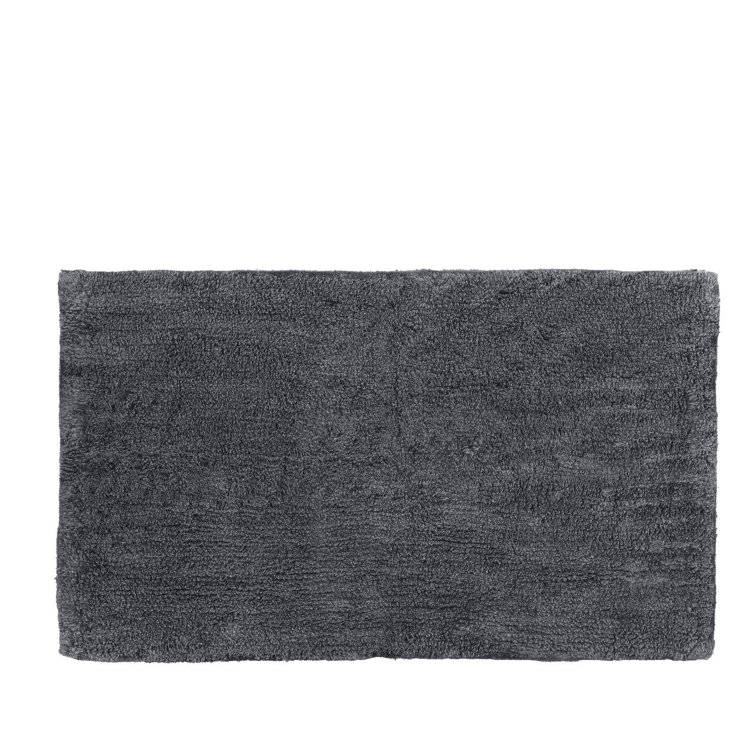 Reversible Luxe Cotton Bath Rug 24''x39'', Charcoal and Beige