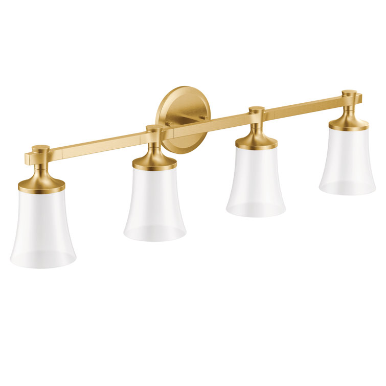 Brushed Gold and White 4-Light Modern Vanity Fixture
