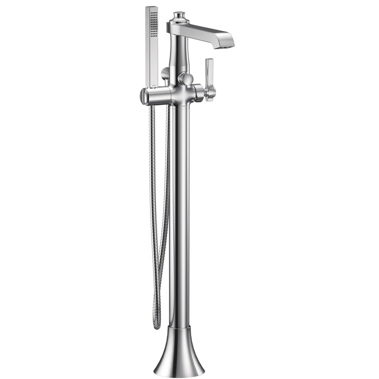 Flara Chrome Single Handle Freestanding Tub Filler with Handshower
