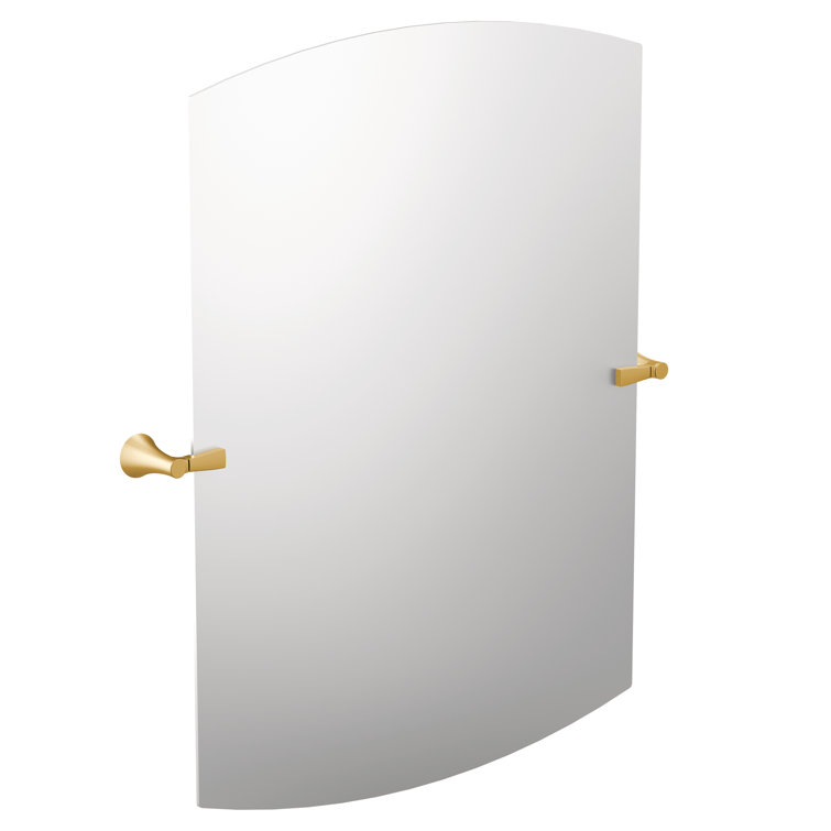 Elegant Oval Frameless Vanity Mirror with Brushed Gold Hardware