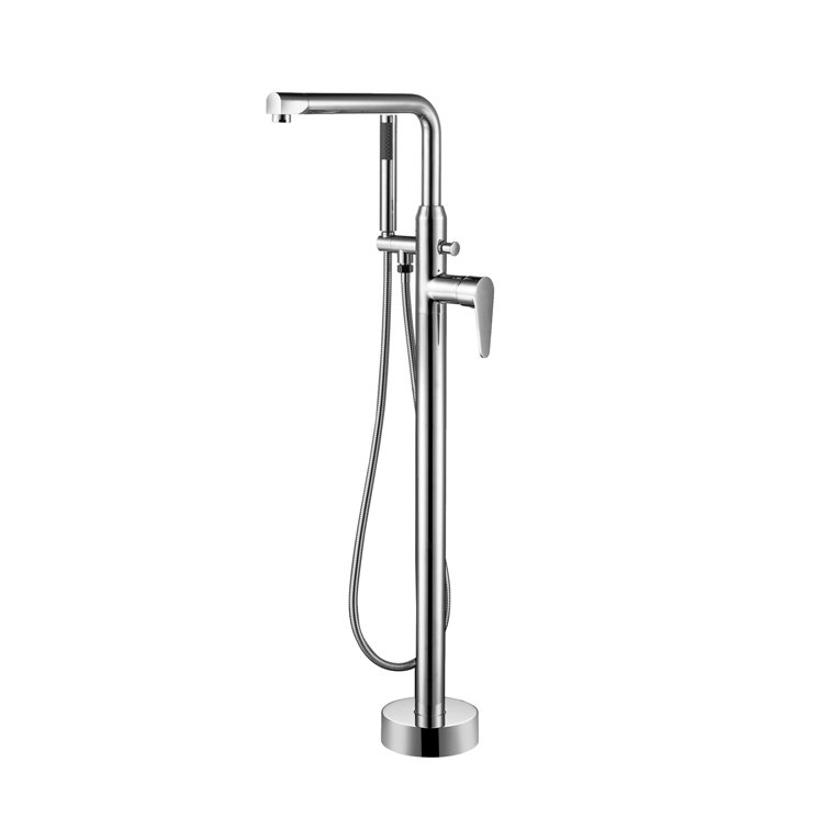 Polished Chrome Freestanding Tub Filler with Handshower