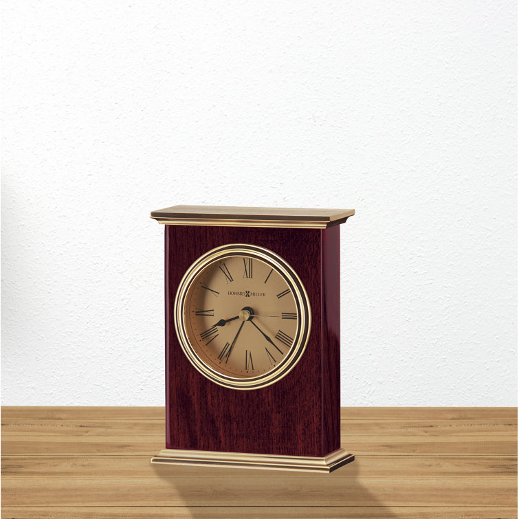 Rosewood and Brass Contemporary Table Clock with Quartz Movement