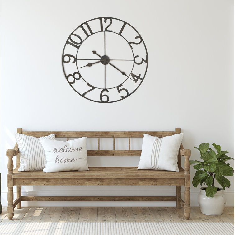 Oversized Gray Metal Contemporary Wall Clock