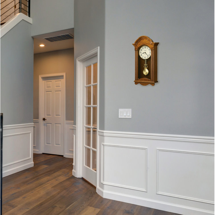 Legacy Oak Traditional Brown Wall Clock with Brass Pendulum