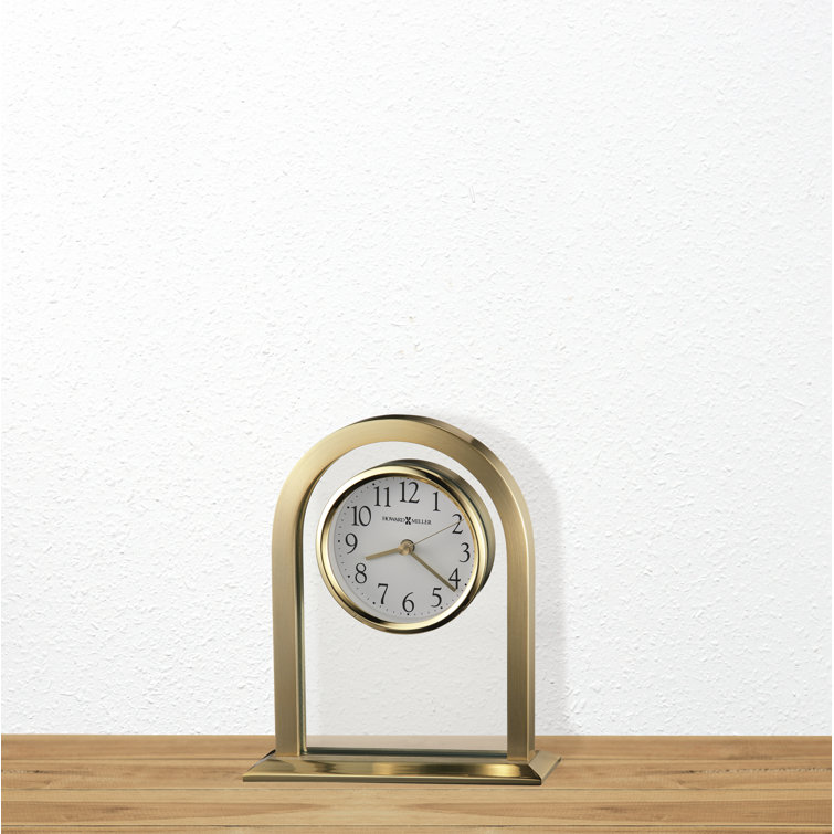 Imperial Gold and White Quartz Table Clock with Glass Panel