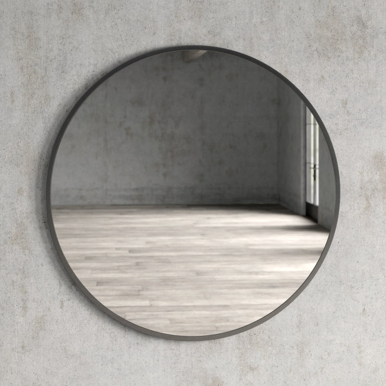 Silver Round Metal Frame Wall Mirror 32"