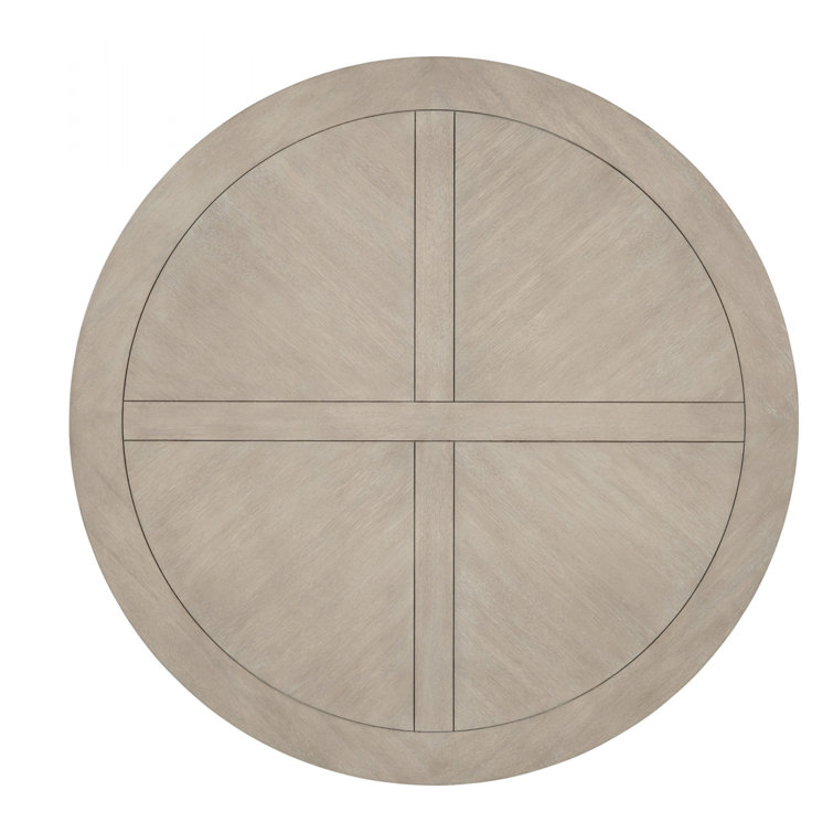 Beige Round Hickory Veneer Contemporary Dining Table