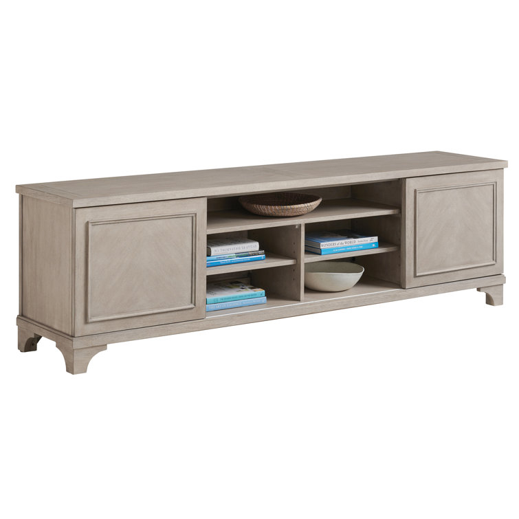 Gray 88'' Transitional Media Console with Sliding Doors