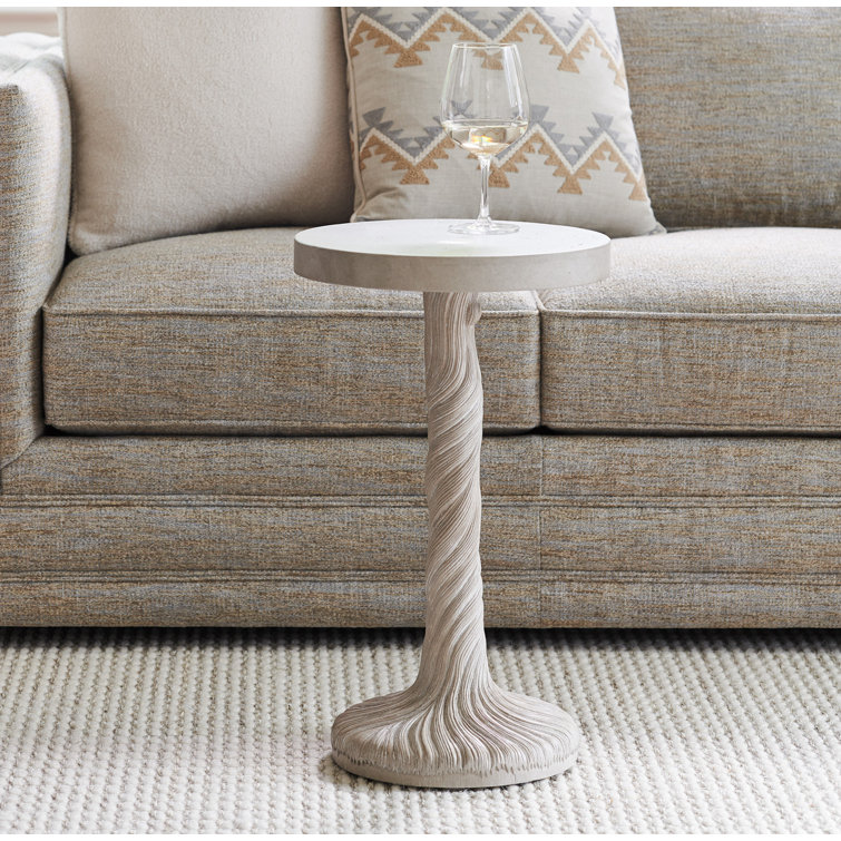 Beige Round Concrete Top Accent Table