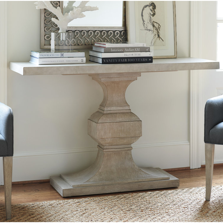 Malibu Transitional 54'' Beige Cream Cast Concrete Console Table