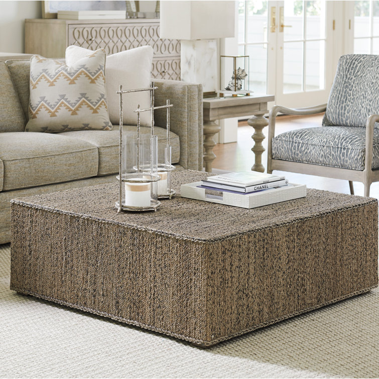 Malibu 44'' Square Brown Anakao Rope Outdoor Coffee Table with Storage