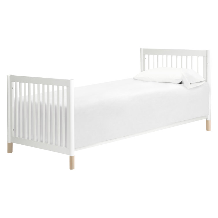 White and Washed Natural 4-in-1 Convertible Mini Crib