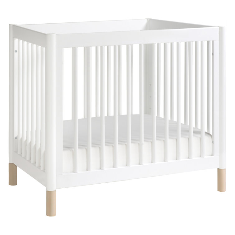 White and Washed Natural 4-in-1 Convertible Mini Crib