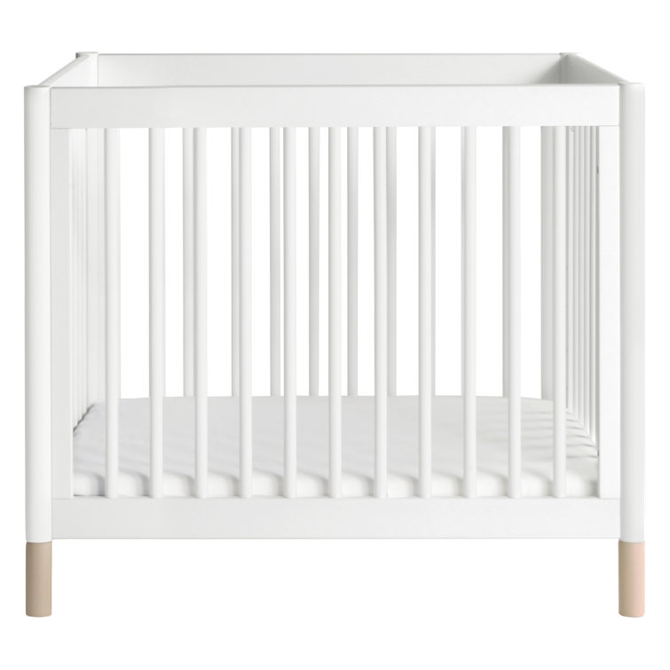 White and Washed Natural 4-in-1 Convertible Mini Crib