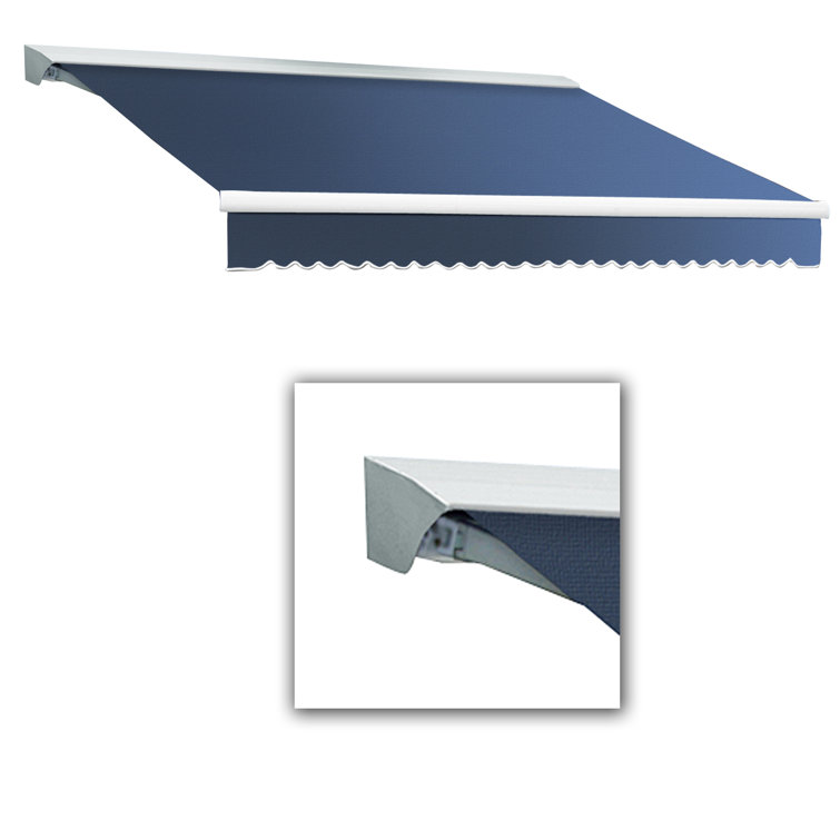 Dusty Blue 16' x 10' Manual Retractable Awning with White Frame