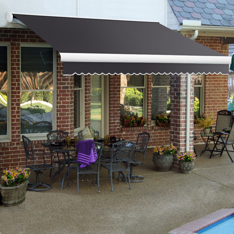 Gunmetal Acrylic Motorized Retractable Patio Awning with Steel Frame