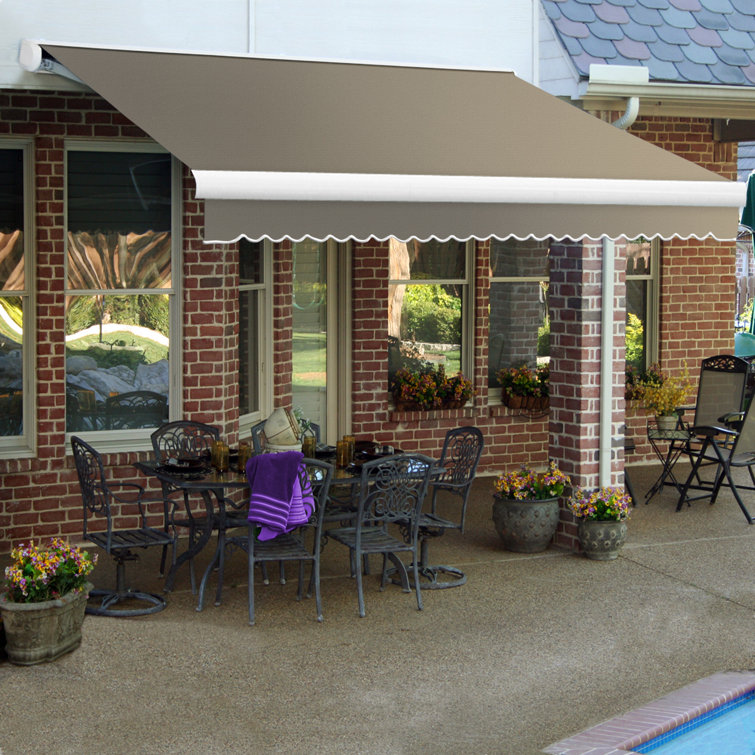 Taupe Full-Cassette Manual Retractable Patio Awning, 10' x 8'