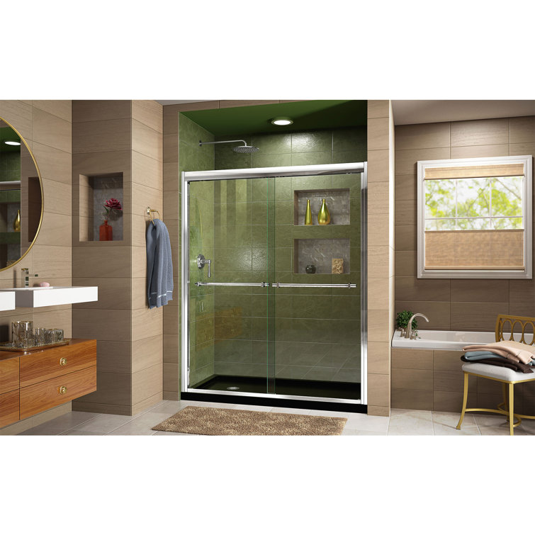 Duet 60" Clear Glass Semi-Frameless Sliding Shower Kit with Brushed Nickel Hardware