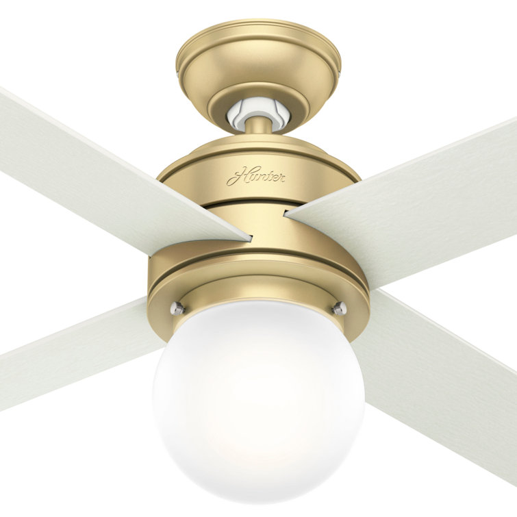 Hepburn 44" Modern Brass Low Profile Ceiling Fan with LED Chandelier