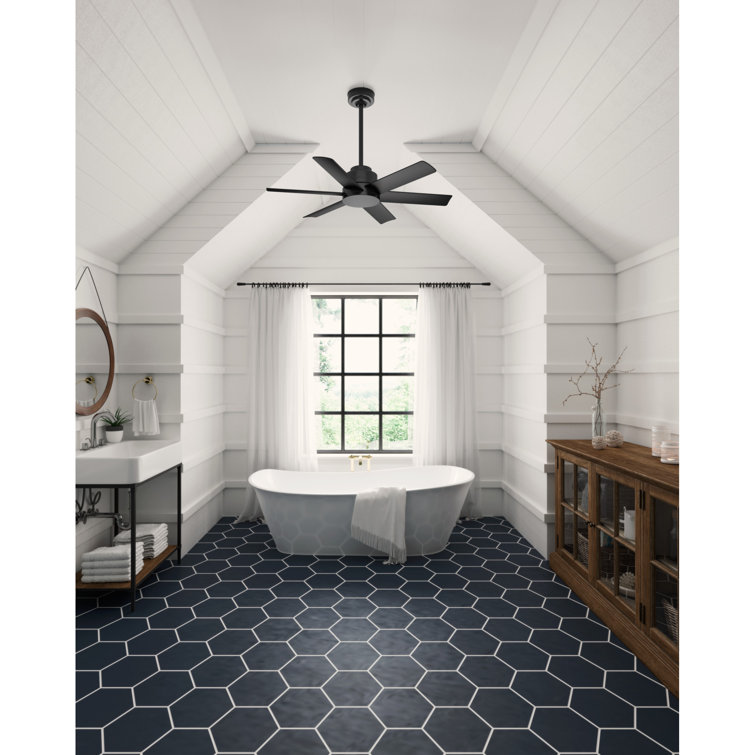 Kennicott Matte Black 44" Outdoor Ceiling Fan with Wall Control