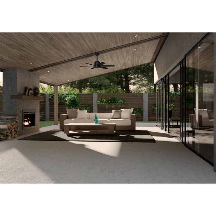 Kennicott Matte Black 44" Outdoor Ceiling Fan with Wall Control