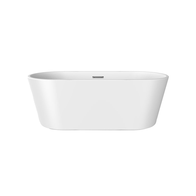 67'' White Freestanding Oval Acrylic Soaking Bathtub