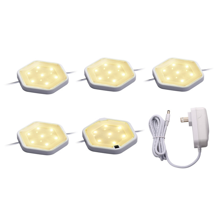 Warm White LED Under Cabinet Puck Light Kit, 5-Pack