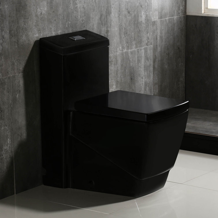Black Square One-Piece Dual Flush Chair Height Toilet