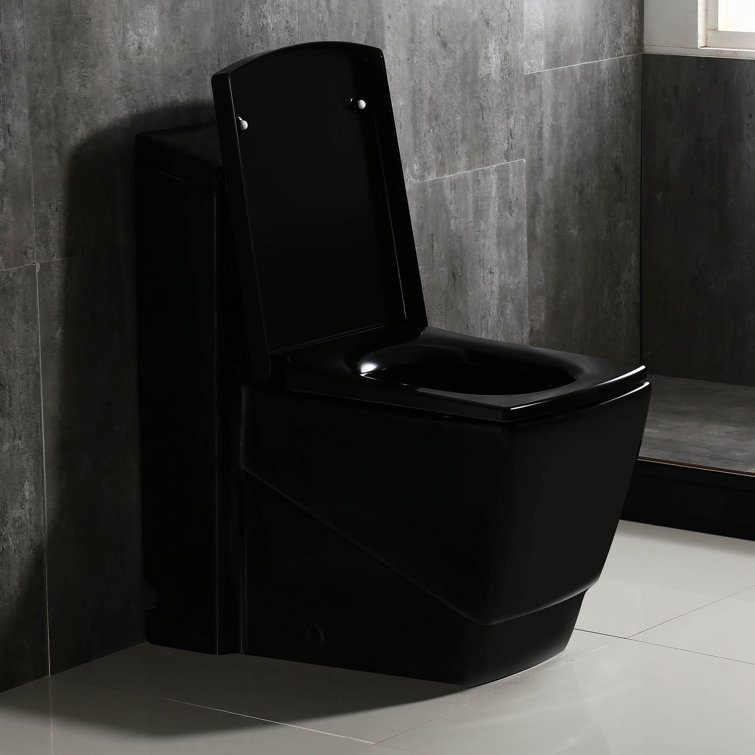 Black Square One-Piece Dual Flush Chair Height Toilet