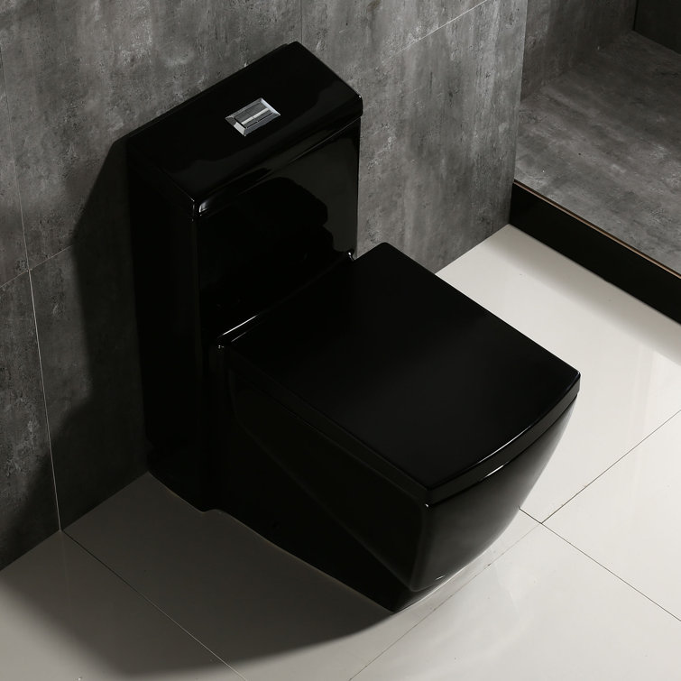 Black Square One-Piece Dual Flush Chair Height Toilet