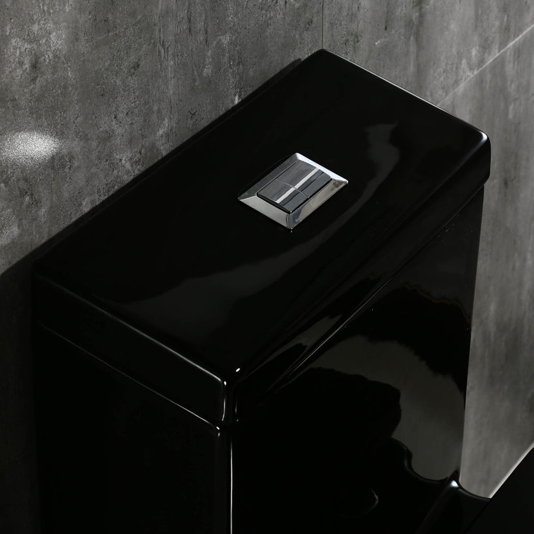 Black Square One-Piece Dual Flush Chair Height Toilet