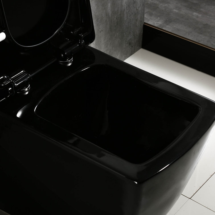 Black Square One-Piece Dual Flush Chair Height Toilet