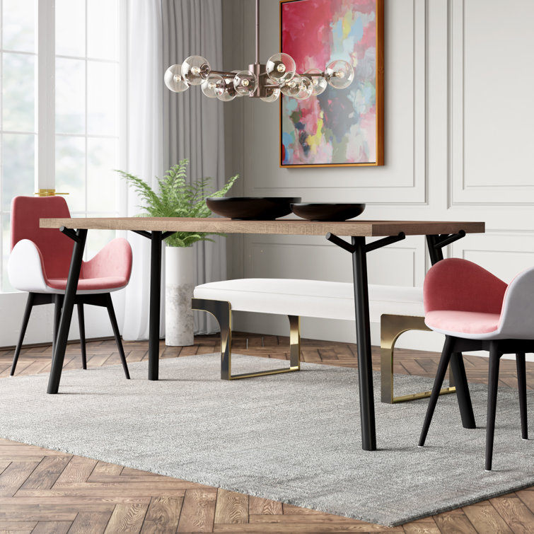 91" Oak and Black Rectangular Dining Table