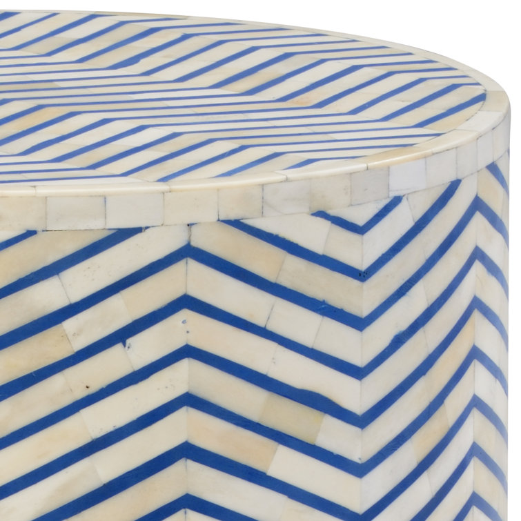 Lincoln 18'' Round Herringbone Wood Drum End Table