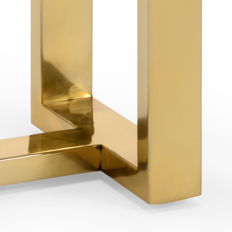 Chelsea Polished Brass Square End Table with Acrylic Shelf