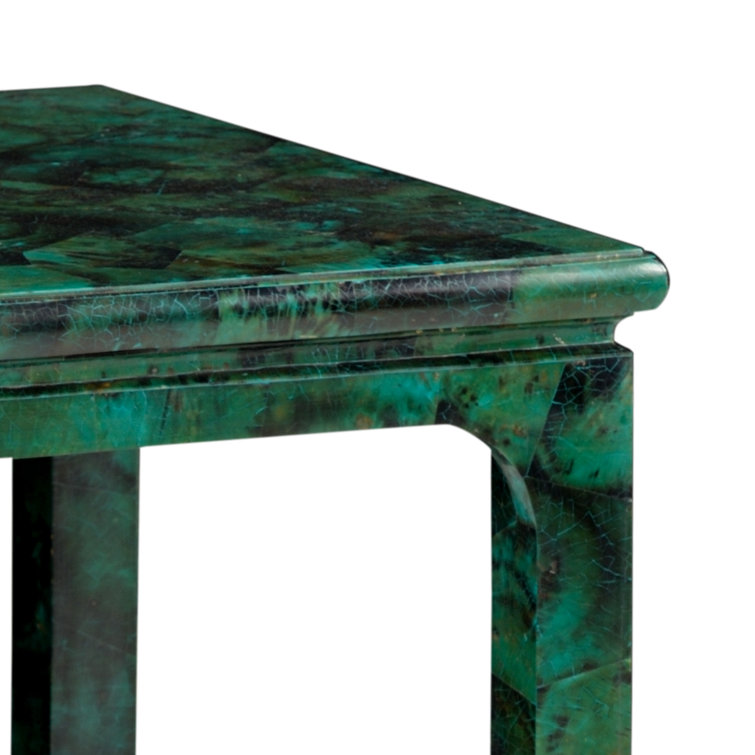 Malachite Square Wood End Table in Green Finish