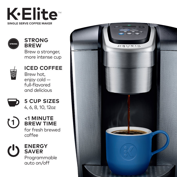 K-Elite Silver Single-Serve Coffee Maker with Iced Setting