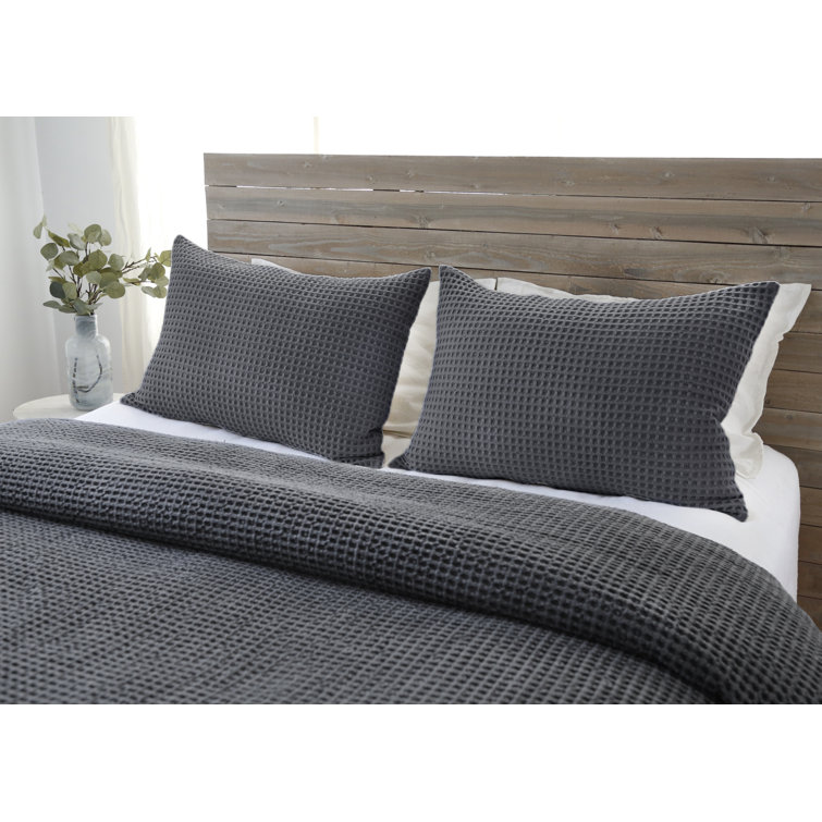 Zuma Charcoal Cotton Twin Blanket, Machine Washable