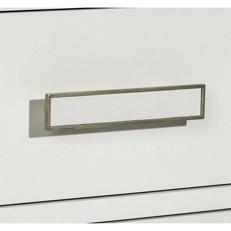 Portia Snow-White Resin Cast Snakeskin 3-Drawer Nightstand
