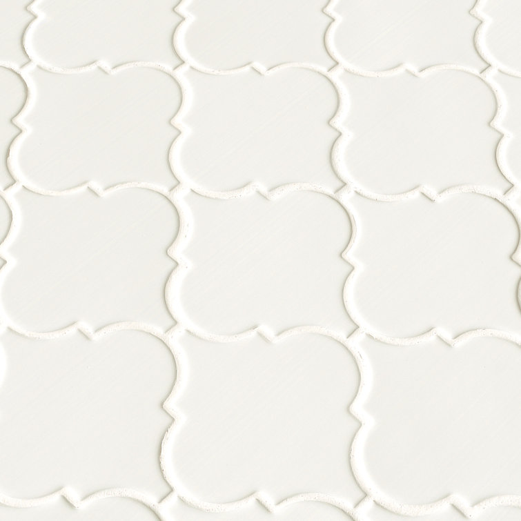 Whisper White Arabesque Ceramic Mosaic Tile Sheet