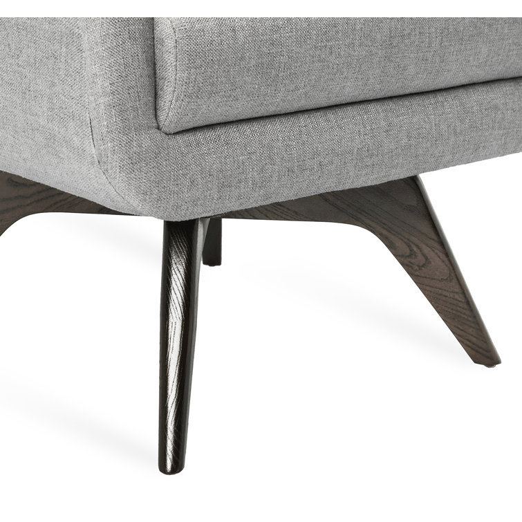 Gray Handcrafted Swivel Armchair with Wood Base