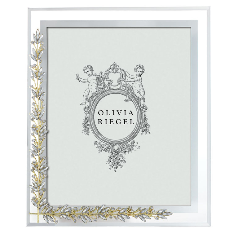 Gold and Silver Laurel Crystal Glass 8" x 10" Photo Frame