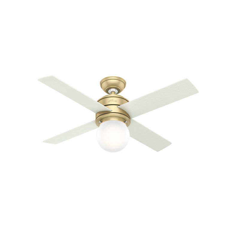 Hepburn 44" Modern Brass Low Profile Ceiling Fan with LED Chandelier