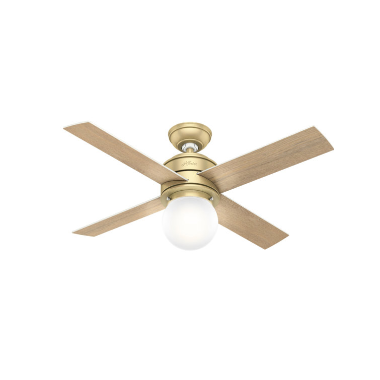 Hepburn 44" Modern Brass Low Profile Ceiling Fan with LED Chandelier